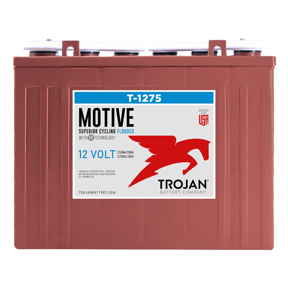 BATERIA DE CICLADO PROFUNTO DE 12 VOLTS 150 AMP 20 HR TARIMA DE 4 PIEZAS MARCA TROJAN T-1275