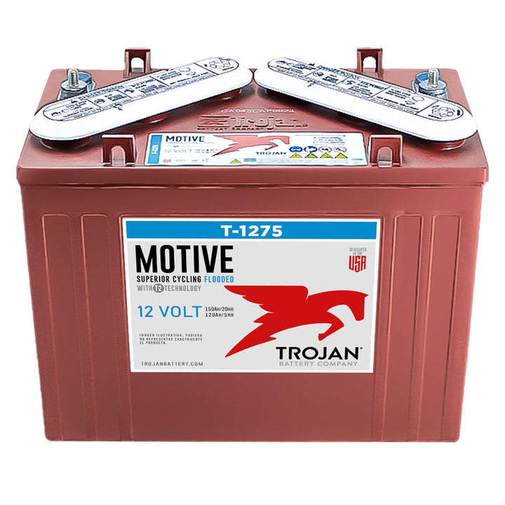 BATERIA DE CICLADO PROFUNTO DE 12 VOLTS 150 AMP 20 HR TARIMA DE 4 PIEZAS MARCA TROJAN T-1275