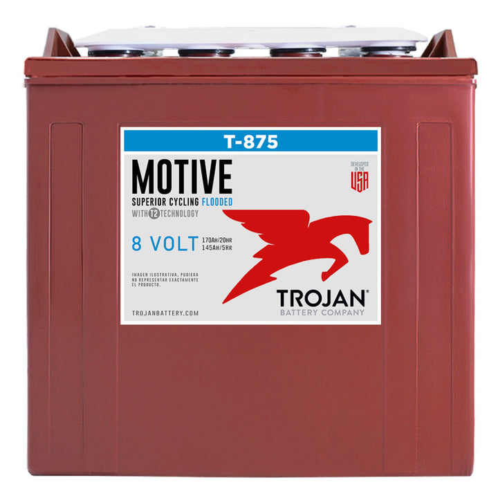 BATERIA DE CICLADO PROFUNTO DE 8 VOLTS 170 AMP 20 HR MARCA TROJAN T-875