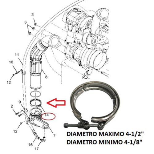 ABRAZADERA PARA EL TURBO DE MOTOR PAI 442130